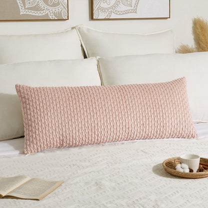 Soft Corduroy 20"x54" Body Pillow Cover 1 Pack, Light Pink
