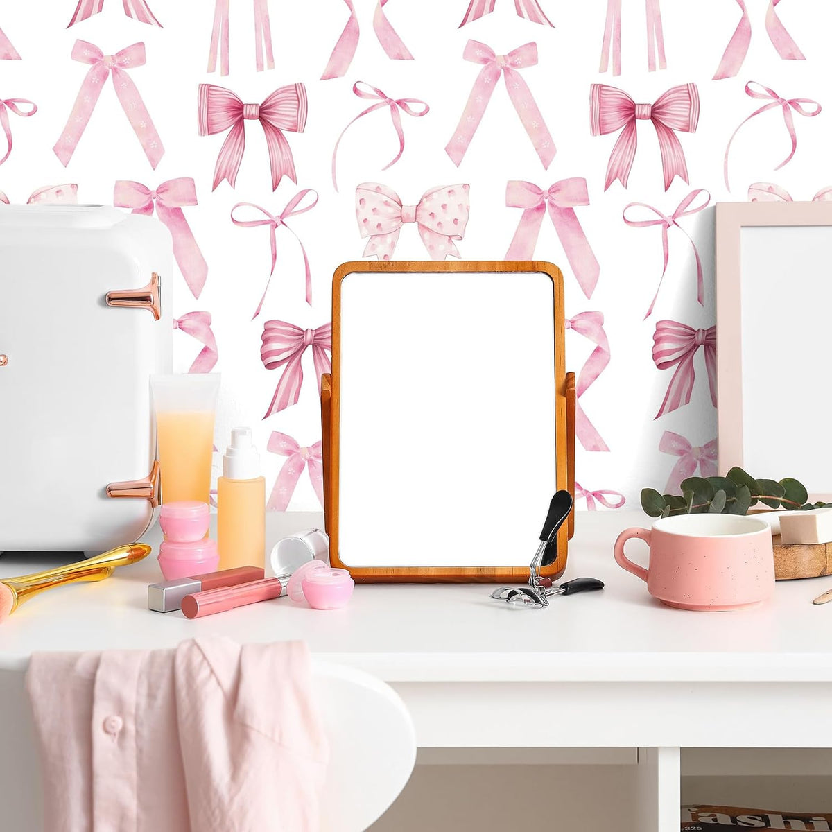 Pink Bow Coquette Back to School Wallpaper, 15.75 x 118 in
