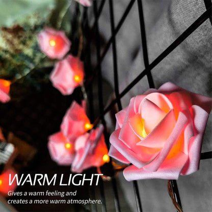 14.7FT 30LED Rose Flower Garland Fairy Lights for Room Party Décor
