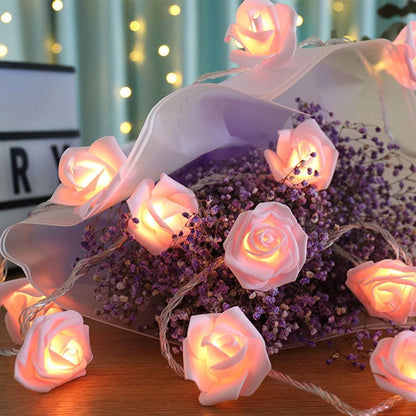 14.7FT 30LED Rose Flower Garland Fairy Lights for Room Party Décor