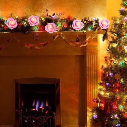 14.7FT 30LED Rose Flower Garland Fairy Lights for Room Party Décor