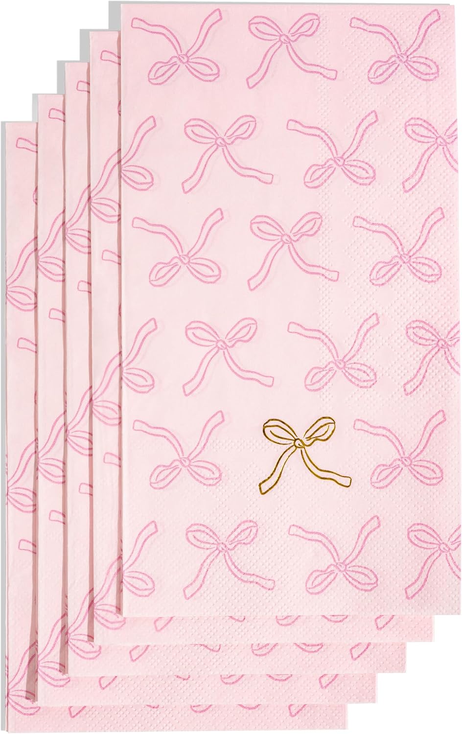 Pink Bow Guest Napkins for Party Beverages, Snacks & Table Setting – 40pcs