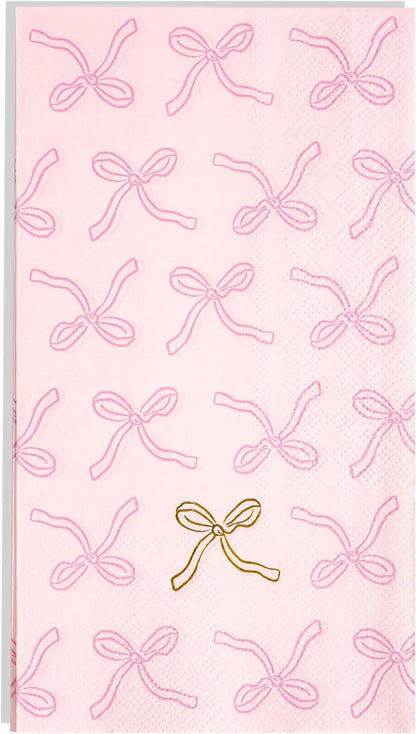 Pink Bow Guest Napkins for Party Beverages, Snacks & Table Setting – 40pcs