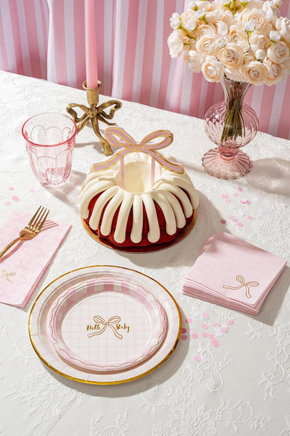 Pink Bow Guest Napkins for Party Beverages, Snacks & Table Setting – 40pcs