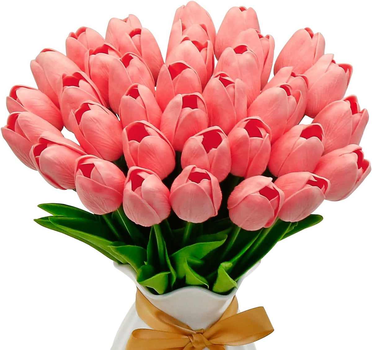 36 Pcs Tulips Artificial Flowers, 13 Inches Real Touch PU Fake Tulips for Wedding Bouquets, Home Decor
