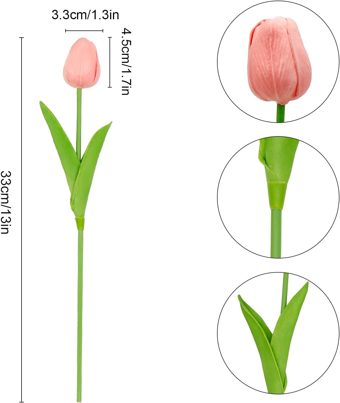 36 Pcs Tulips Artificial Flowers, 13 Inches Real Touch PU Fake Tulips for Wedding Bouquets, Home Decor