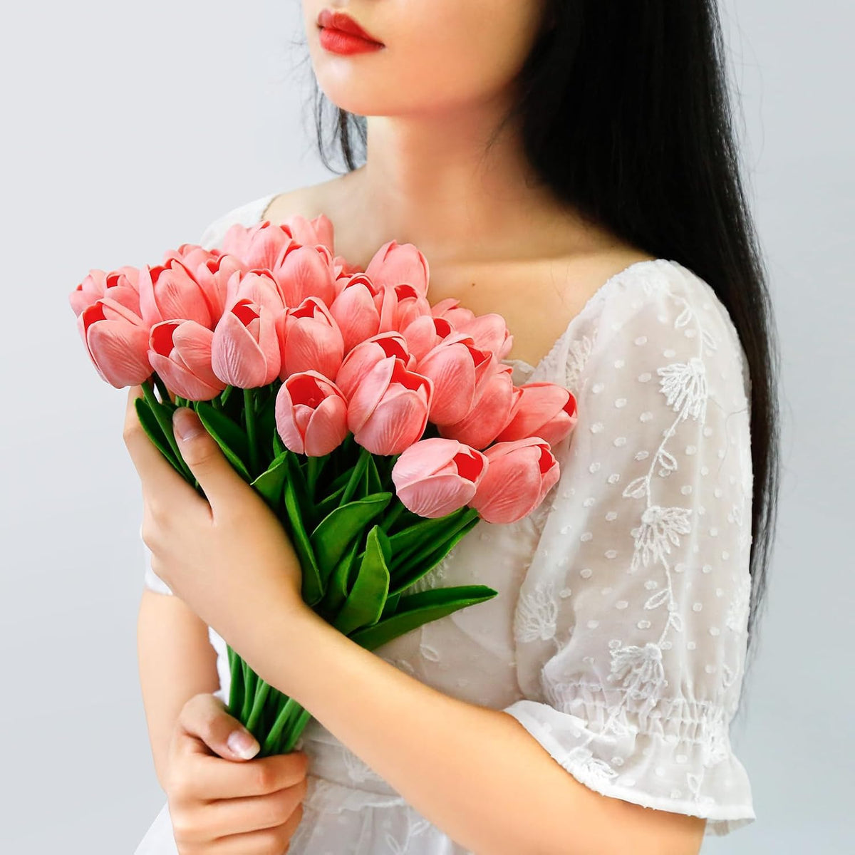 36 Pcs Tulips Artificial Flowers, 13 Inches Real Touch PU Fake Tulips for Wedding Bouquets, Home Decor