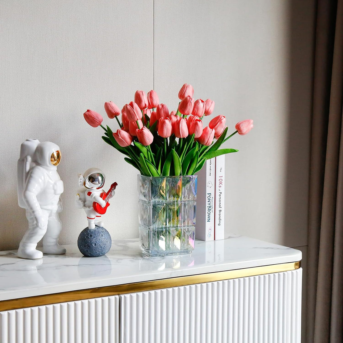 36 Pcs Tulips Artificial Flowers, 13 Inches Real Touch PU Fake Tulips for Wedding Bouquets, Home Decor