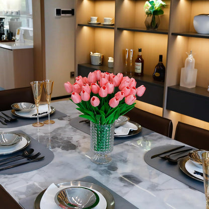 36 Pcs Tulips Artificial Flowers, 13 Inches Real Touch PU Fake Tulips for Wedding Bouquets, Home Decor
