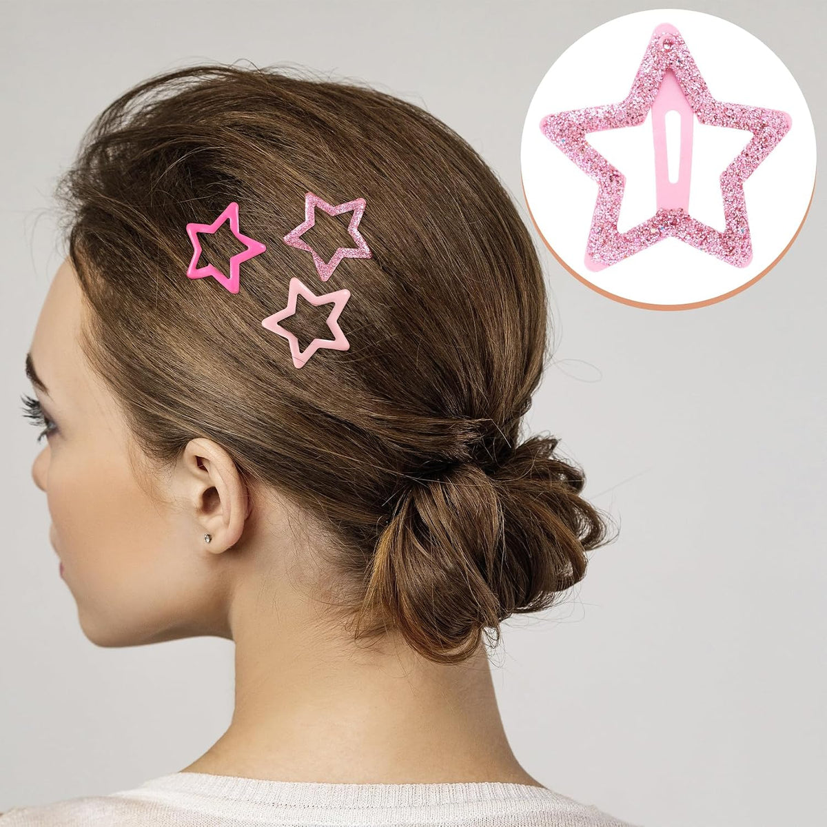 18pcs Star Hair Clips for Women, Cute Star Snap Barrettes, 3 Colors