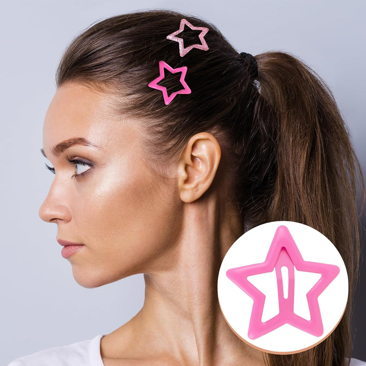 18pcs Star Hair Clips for Women, Cute Star Snap Barrettes, 3 Colors