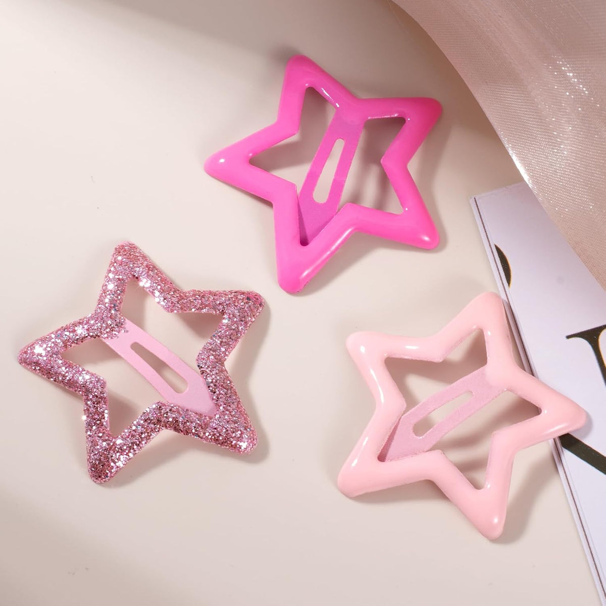 18pcs Star Hair Clips for Women, Cute Star Snap Barrettes, 3 Colors