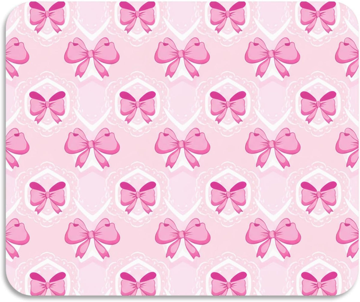 Light Pink Bows Dish Drying Mat, Super Absorbent Kitchen Counter Mat, Heat Resistant Drainer Mat with Non-slip Rubber Backed, 23.6"x19.7"