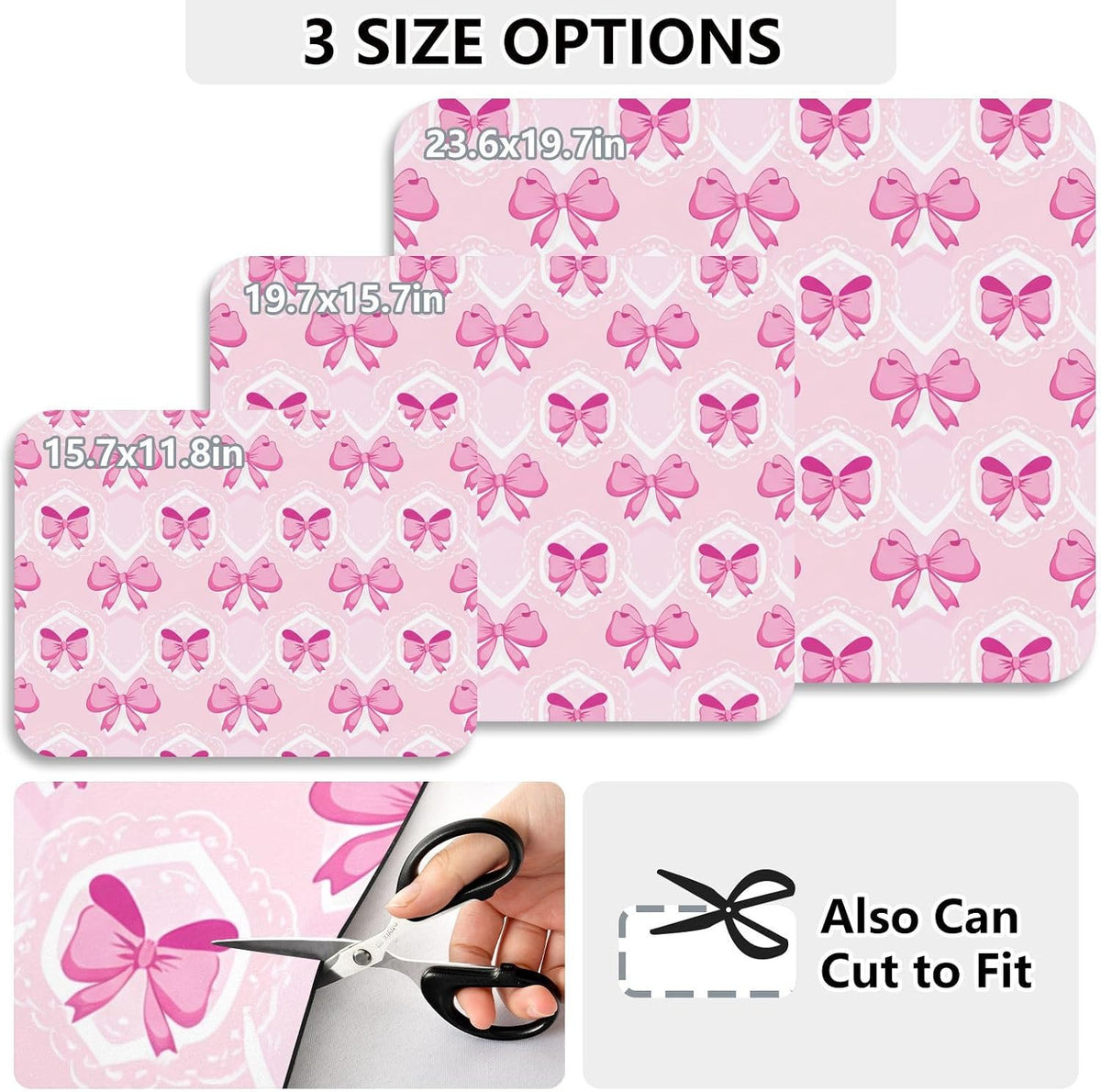 Light Pink Bows Dish Drying Mat, Super Absorbent Kitchen Counter Mat, Heat Resistant Drainer Mat with Non-slip Rubber Backed, 23.6"x19.7"