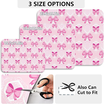 Light Pink Bows Dish Drying Mat, Super Absorbent Kitchen Counter Mat, Heat Resistant Drainer Mat with Non-slip Rubber Backed, 23.6"x19.7"