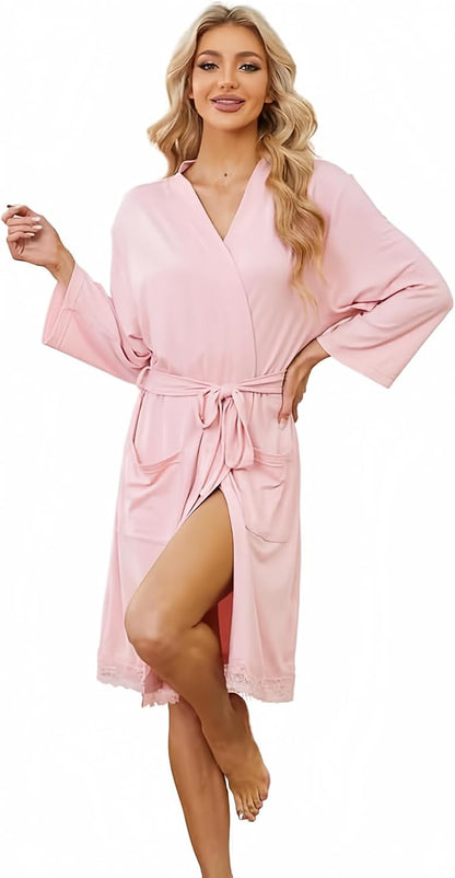 Short Robes for Womens Lightweight, Soft Womens Robe Spa Ladies Bathrobe 3/4 Sleeve