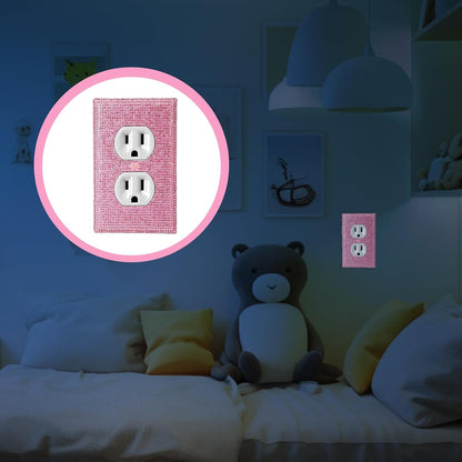 4 Pcs Wall Plate Outlet Cover. Glitter Light Switch Covers,Pink Shiny Rhinestones Preppy Room Decor for Bedroom Accessories Home Decor,Standard Size 4.50" x 2.75"
