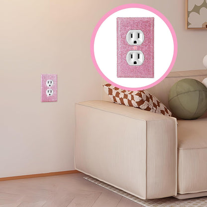 4 Pcs Wall Plate Outlet Cover. Glitter Light Switch Covers,Pink Shiny Rhinestones Preppy Room Decor for Bedroom Accessories Home Decor,Standard Size 4.50" x 2.75"