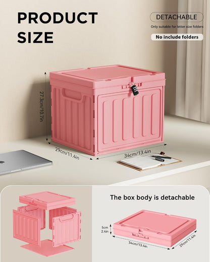 2 Drawer File Cabinets,Plastic File Box for Letter Size Hanging File Folders, Easy Carry Small File Cabinet for Home, Office, School,Stackable Storage Filling Box, Pink