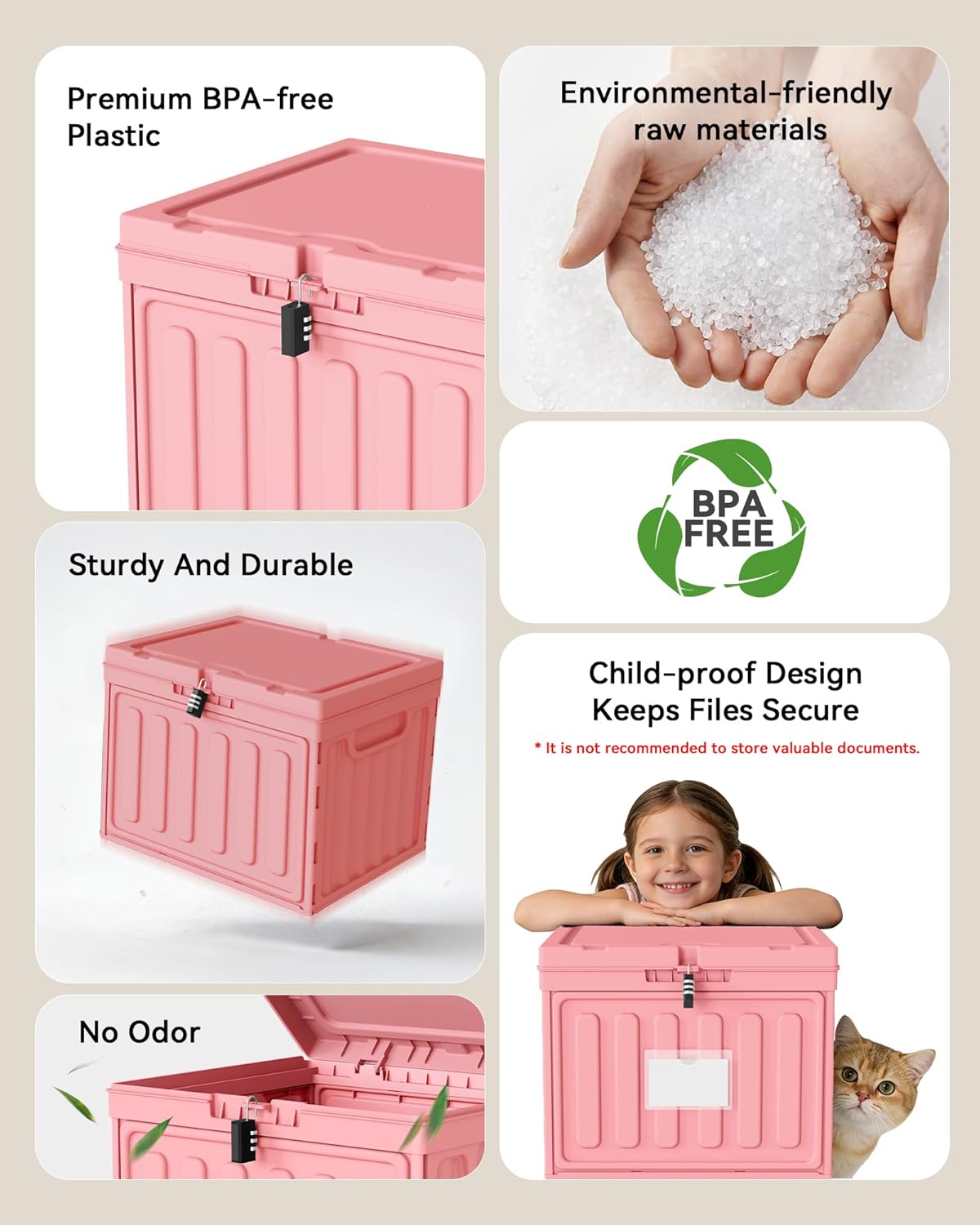 2 Drawer File Cabinets,Plastic File Box for Letter Size Hanging File Folders, Easy Carry Small File Cabinet for Home, Office, School,Stackable Storage Filling Box, Pink