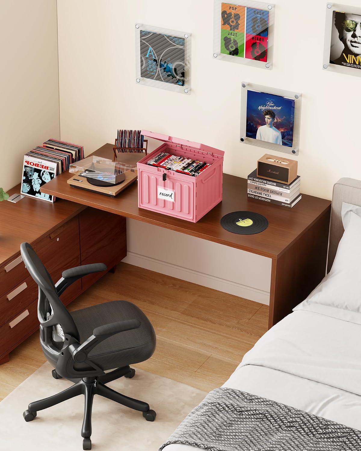 2 Drawer File Cabinets,Plastic File Box for Letter Size Hanging File Folders, Easy Carry Small File Cabinet for Home, Office, School,Stackable Storage Filling Box, Pink