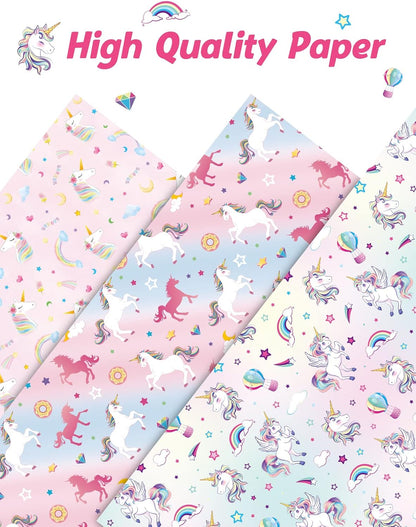 Unicorn Wrapping Paper - 10 Sheet 27" x 20" Unicorn Gift Wrap