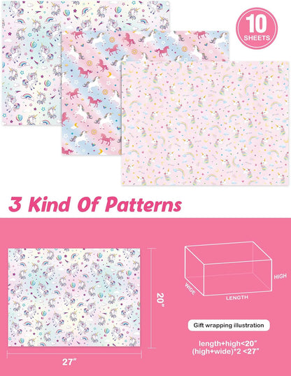 Unicorn Wrapping Paper - 10 Sheet 27" x 20" Unicorn Gift Wrap