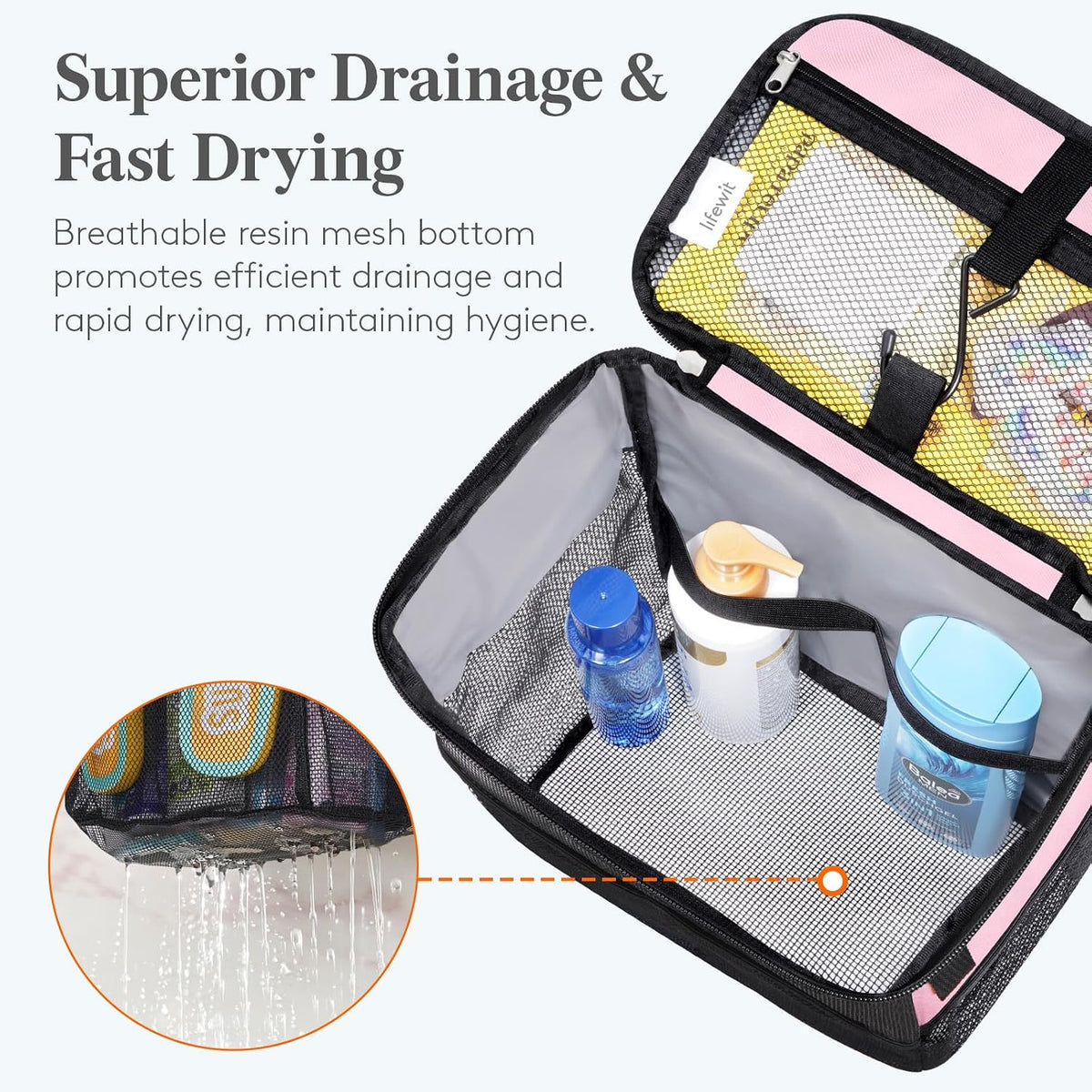 Mesh Shower Caddy, Hanging Bathroom Organizer with Slipper pockets