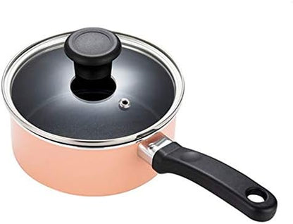 Soup Pot Milk Pan Aluminum Alloy Nonstick Saucepan Glass Lid Soup Pot Nonstick Saucepan Milk Pan (Color : Pink)