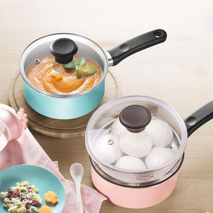 Soup Pot Milk Pan Aluminum Alloy Nonstick Saucepan Glass Lid Soup Pot Nonstick Saucepan Milk Pan (Color : Pink)
