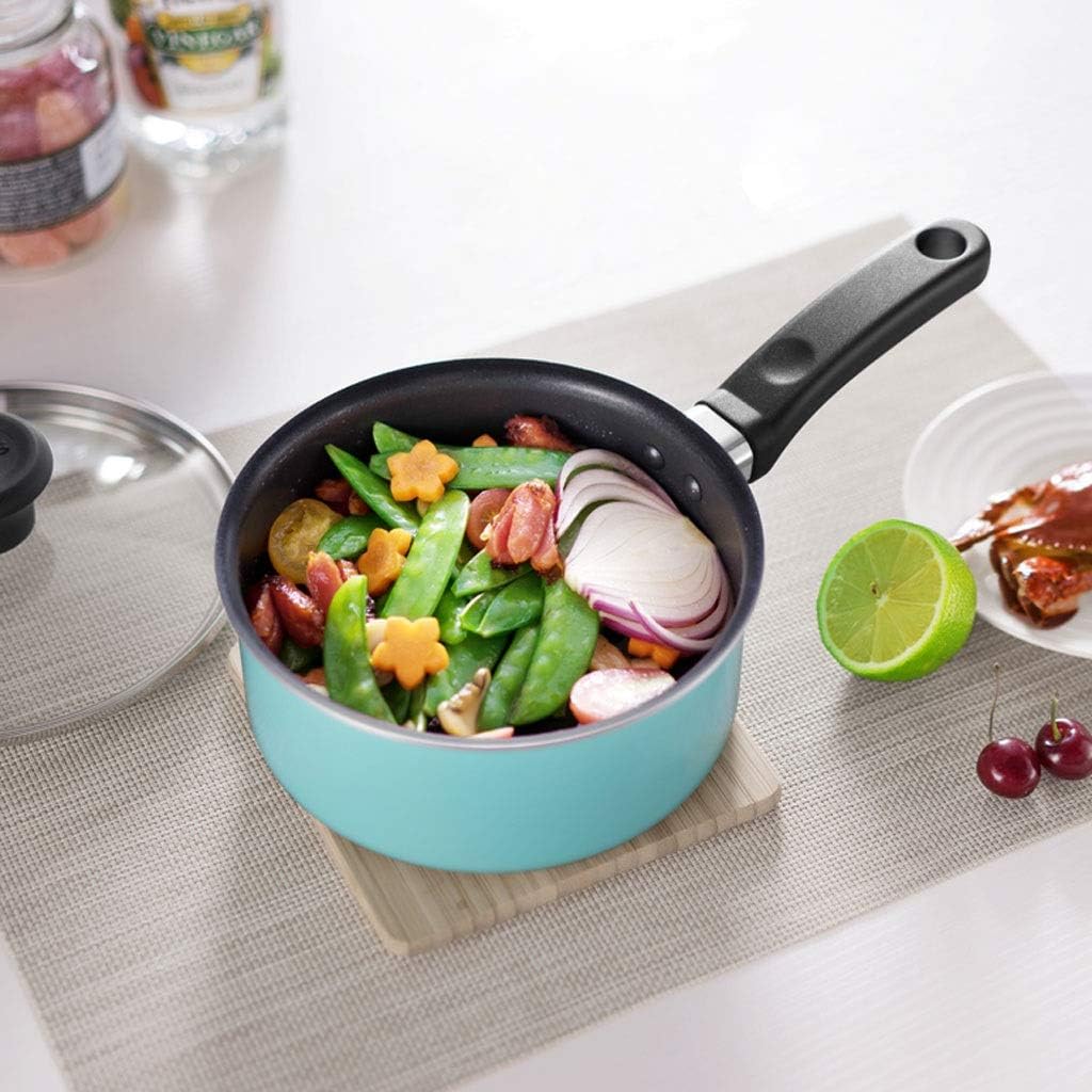 Soup Pot Milk Pan Aluminum Alloy Nonstick Saucepan Glass Lid Soup Pot Nonstick Saucepan Milk Pan (Color : Pink)