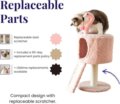 Catry 2-Level Small Cat Tree with Condo, Sisal Scratching Ramp & Post