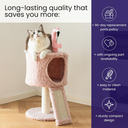 Catry 2-Level Small Cat Tree with Condo, Sisal Scratching Ramp & Post