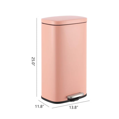 Curtis 8 Gal Step Trash Can Soft Close 25", Flamingo Pink