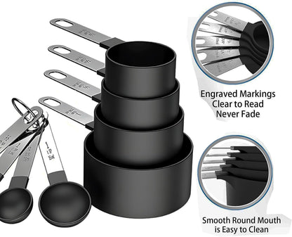 Measuring Spoons Set for Coffee, Tea, Flour, Spices, Coffee Scoop Teaspoon for Stainless Steel Handle, BPA-Free Plastic Kitchen Tool with Engraved Markings- 8 Pcs (Pink)