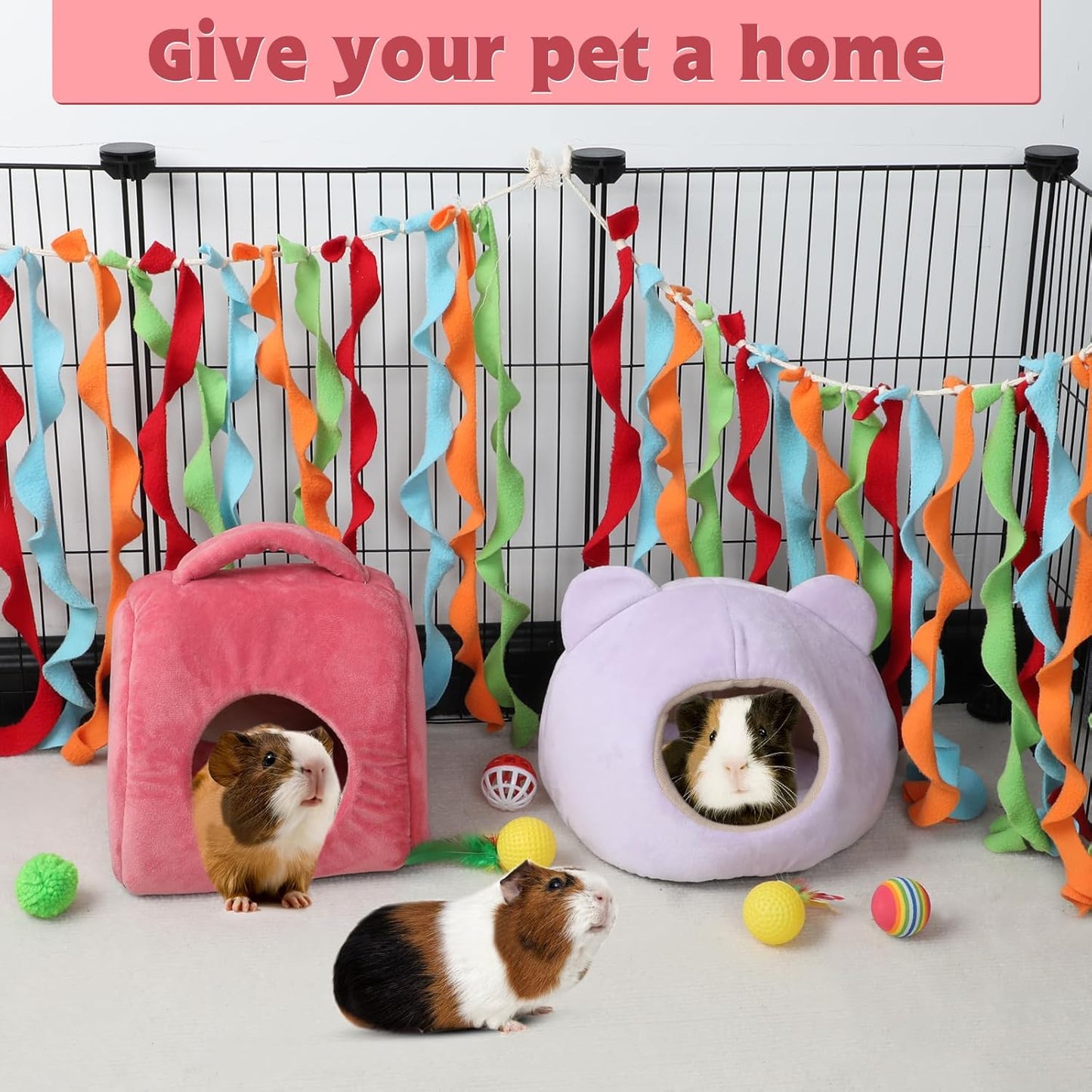 YUEPET Guinea Pig Bed 2 Pack, Washable Guinea Pig Cage Accessories Small Animal Bed Hideout for Guinea Pigs Chinchillas Hamsters Hedgehogs (Handbag and Bear)