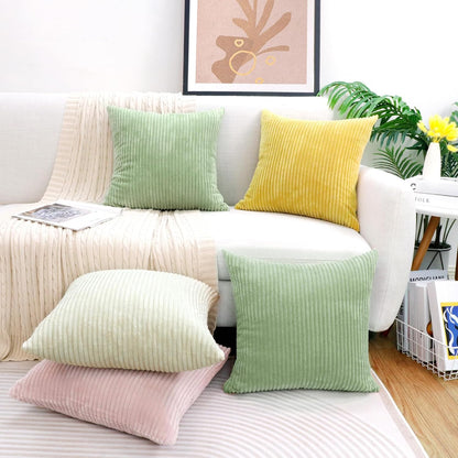 Corduroy Decorative Throw Pillow Covers Boho Farmhouse 18x18 inch