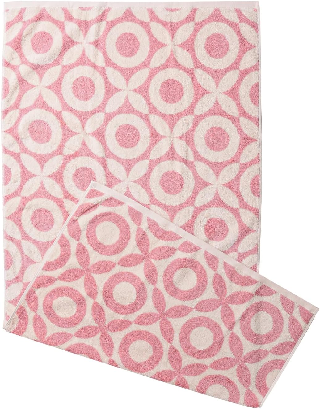 Pink Bath Towels - Set of 2 Made Cotton 27x55 Inches Highly Absorbent for Bathroom (XO)