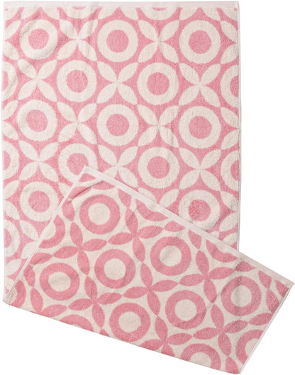 Pink Bath Towels - Set of 2 Made Cotton 27x55 Inches Highly Absorbent for Bathroom (XO)