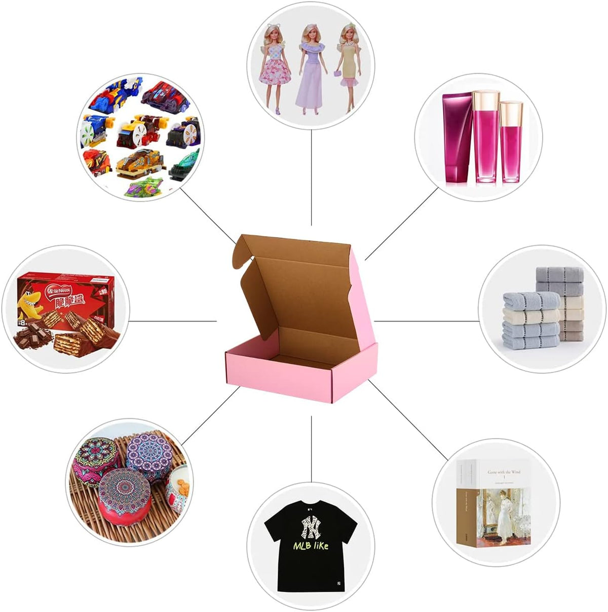 26 Pack 11"x9"x3" Pink Shipping Boxes