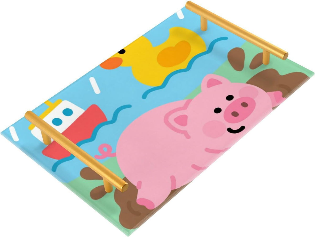 Muddy Pig Peach Decorative Dinner Trays with Handles Trays for Coffee for Jewelry Perfume for Restaurant Serving charolas para mesa de Centro