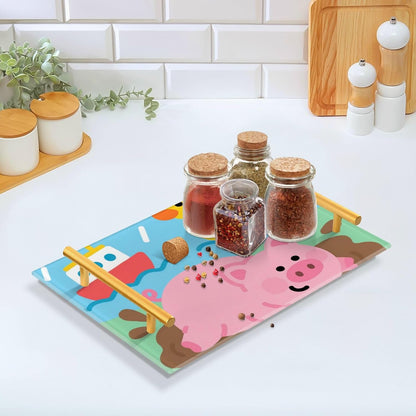 Muddy Pig Peach Decorative Dinner Trays with Handles Trays for Coffee for Jewelry Perfume for Restaurant Serving charolas para mesa de Centro