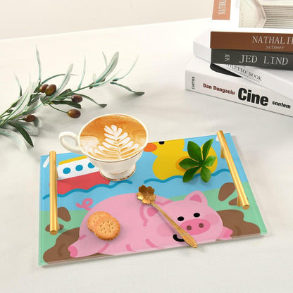 Muddy Pig Peach Decorative Dinner Trays with Handles Trays for Coffee for Jewelry Perfume for Restaurant Serving charolas para mesa de Centro