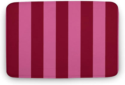 Pink Stripe Prints Bathroom Rugs, Non Slip & Absorbent Bath Mat Carpets for Bathroom, Entryway or Sink 16" x 24"
