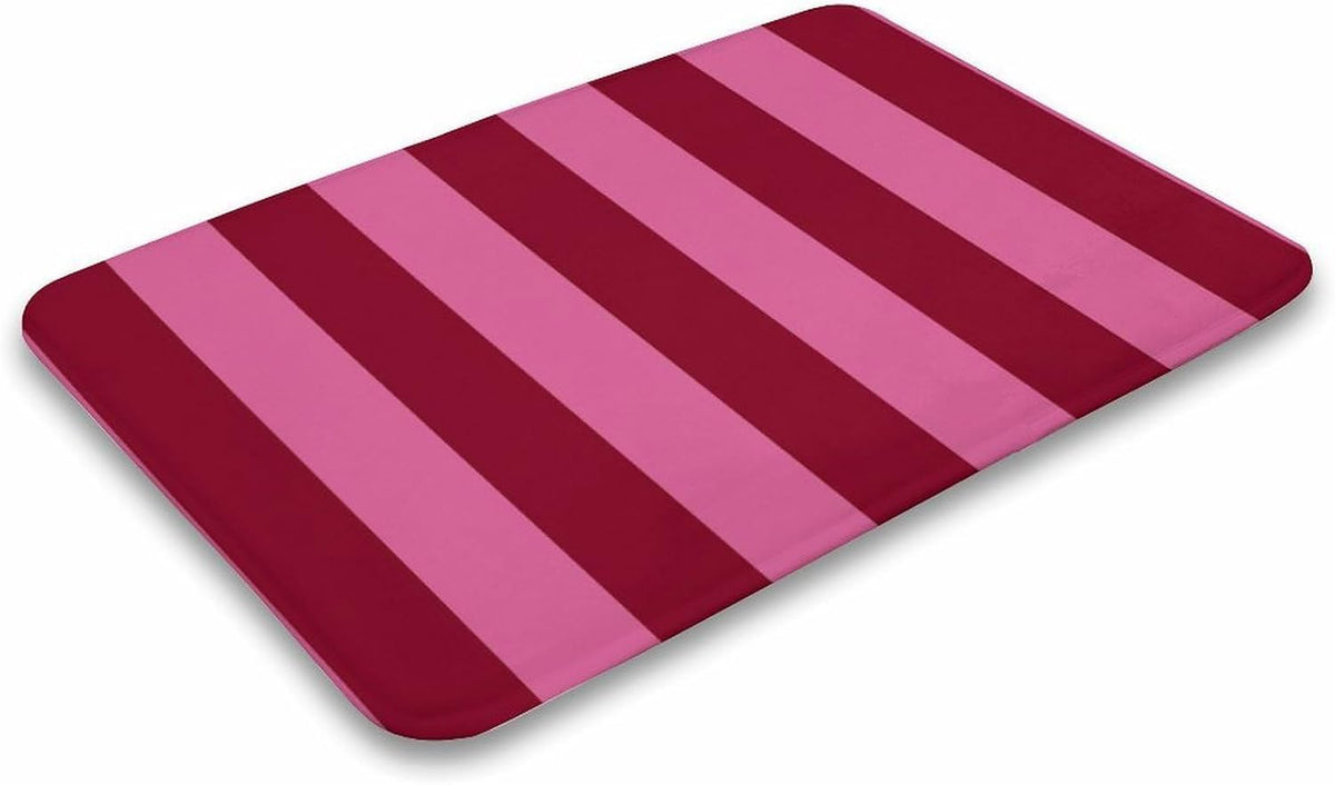 Pink Stripe Prints Bathroom Rugs, Non Slip & Absorbent Bath Mat Carpets for Bathroom, Entryway or Sink 16" x 24"