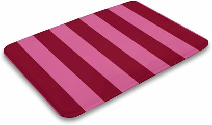Pink Stripe Prints Bathroom Rugs, Non Slip & Absorbent Bath Mat Carpets for Bathroom, Entryway or Sink 16" x 24"