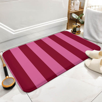 Pink Stripe Prints Bathroom Rugs, Non Slip & Absorbent Bath Mat Carpets for Bathroom, Entryway or Sink 16" x 24"