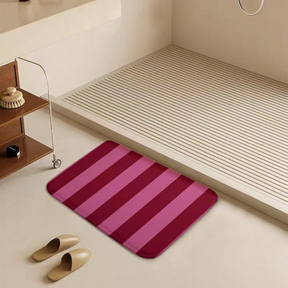 Pink Stripe Prints Bathroom Rugs, Non Slip & Absorbent Bath Mat Carpets for Bathroom, Entryway or Sink 16" x 24"