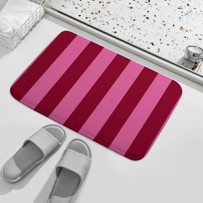 Pink Stripe Prints Bathroom Rugs, Non Slip & Absorbent Bath Mat Carpets for Bathroom, Entryway or Sink 16" x 24"
