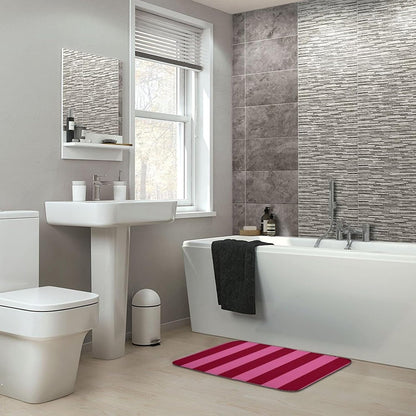 Pink Stripe Prints Bathroom Rugs, Non Slip & Absorbent Bath Mat Carpets for Bathroom, Entryway or Sink 16" x 24"